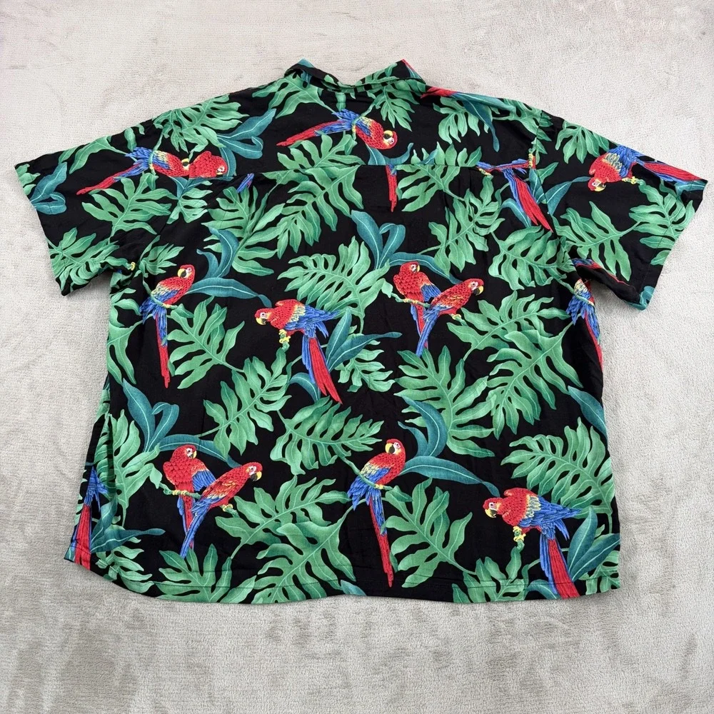 VTG Paradise Found Shirt Men 3XL Multi Hawaiian Aloha Parrot Macaw Magnum PI 80s
